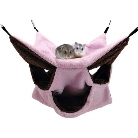 Hamaca para roedores, hámster, cama colgante, hurón, nido acogedor para dormir con laberinto geométrico de 3 capas para animales pequeños, rata, hámster, ardilla para jugar y dormir, rosa