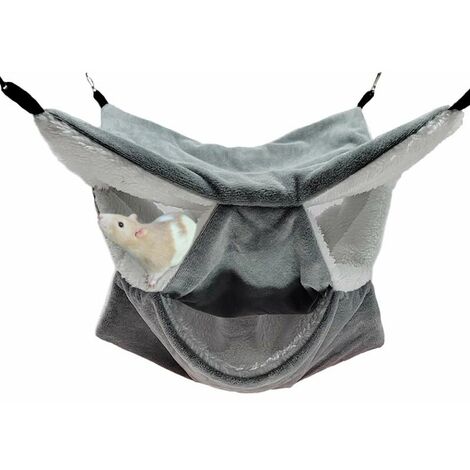 Hamaca para roedores, hámster, cama colgante, hurón, nido acogedor para dormir con laberinto geométrico de 3 capas para animales pequeos, rata, hámster, ardilla para jugar y dormir, gris