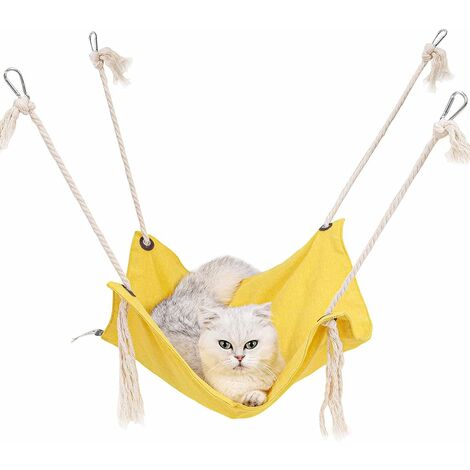 Hamaca transpirable para gatos, cama colgante duradera para gatos Hamaca colgante de algodón de lino doble Hamaca cómoda para gatos no tapada Hamaca para gatos/gatitos/conejos Hamaca para gatos de has