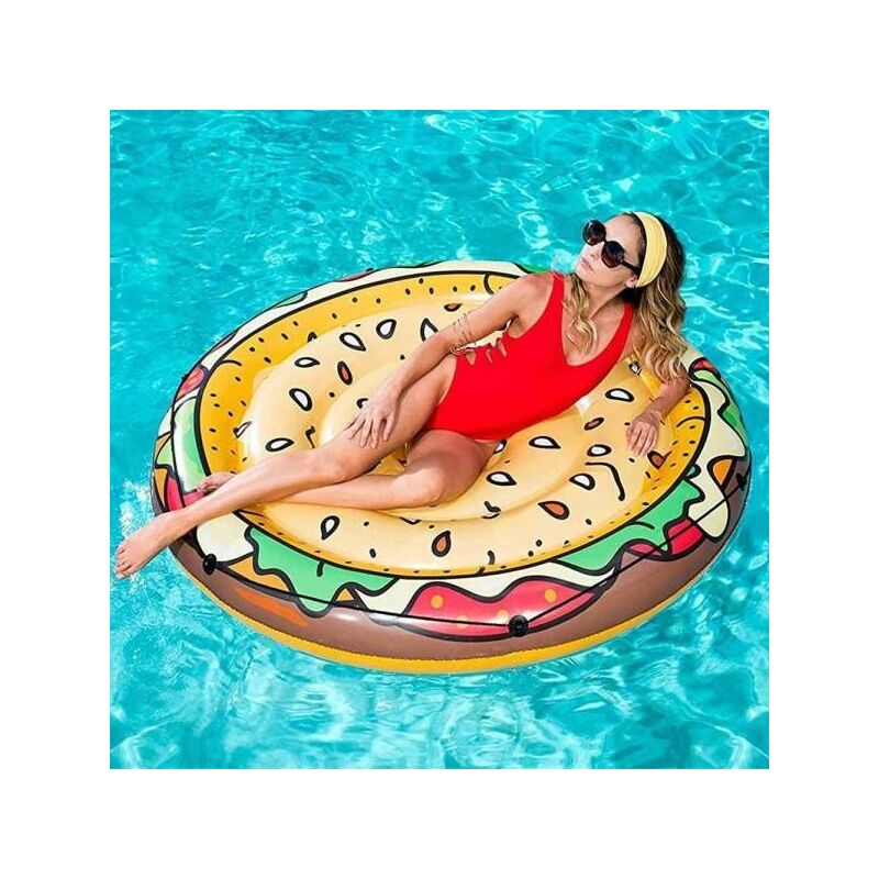 Colchoneta Hinchable Isla Hamburguesa Estampado Pvc Mar Piscina 150 Cm