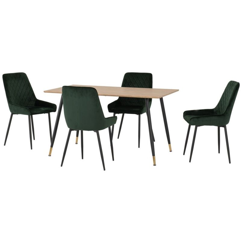 Hamilton & Avery Medium Indoor Dining Set - Medium Oak Effect/Emerald Green Velvet