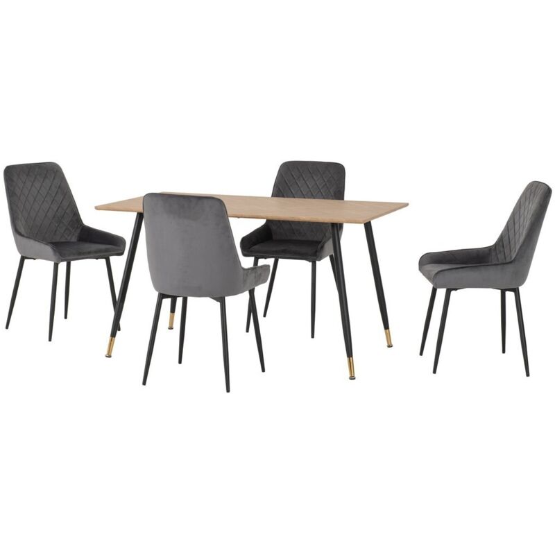 Hamilton & Avery Medium Indoor Dining Set - Medium Oak Effect/Grey Velvet
