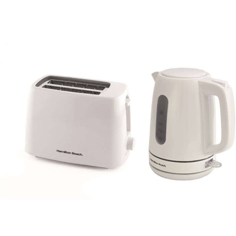 Hamilton Beach Compact 1L Kettle & Essential 2 Slice Toaster Set - White