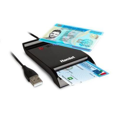 Hamlet HUSCR-NFC Lettore 2 in 1 Combinato NFC per Carta Identita' Elettronica CIE 3.0 e Lettore Smart Card