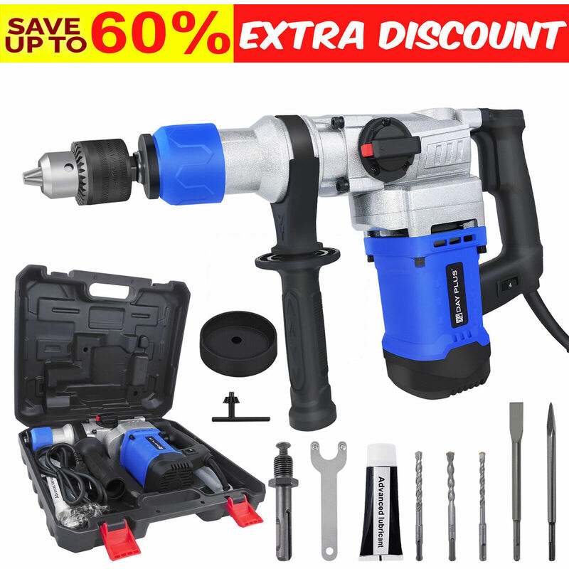Briefness - Hammer Drill Corded Rotary Hammer Drill 1080W for Concrete, Brickwork, Masonry, Drilling, Hammer Drilling and Chiseling, 4500RPM Compact