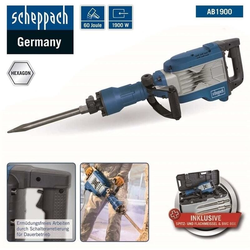 230V demolition hammer breaker 1900 watt Scheppach AB1900