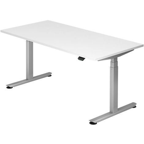 Hammerbacher Bureau A Hauteur Reglable Largeur 1600 Mm Plateau Blanc Vxdlb16 W S Coloris Pietement Argent Coloris Blanc 4032062176146