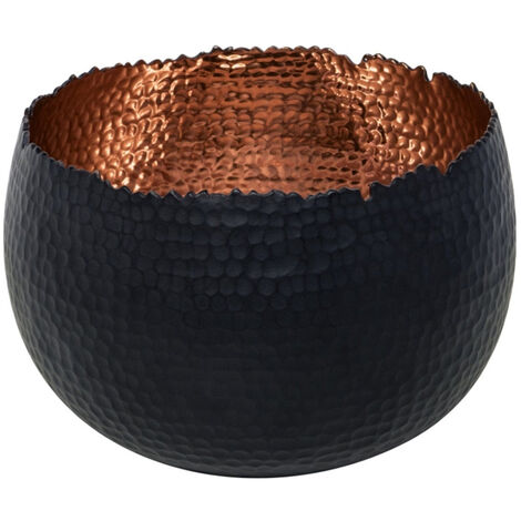 Hammered Bowl Planter - Iron - L30 x W30 x H21 cm - Black