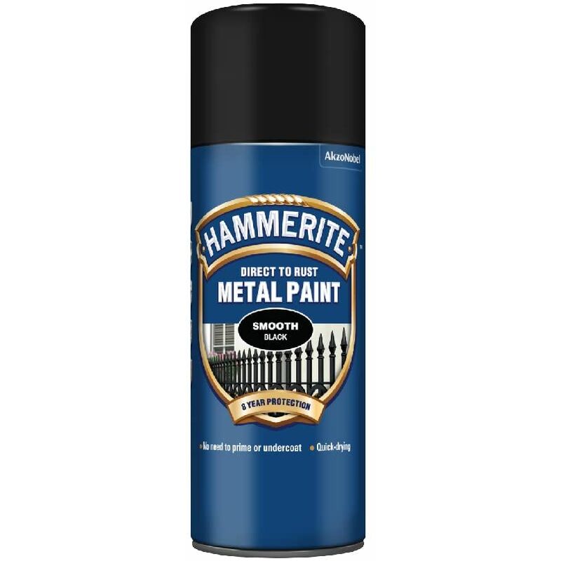 Hammerite - Diect to Rust Smooth Finish Aeosol Black 400ml hmmsfblaero - Black