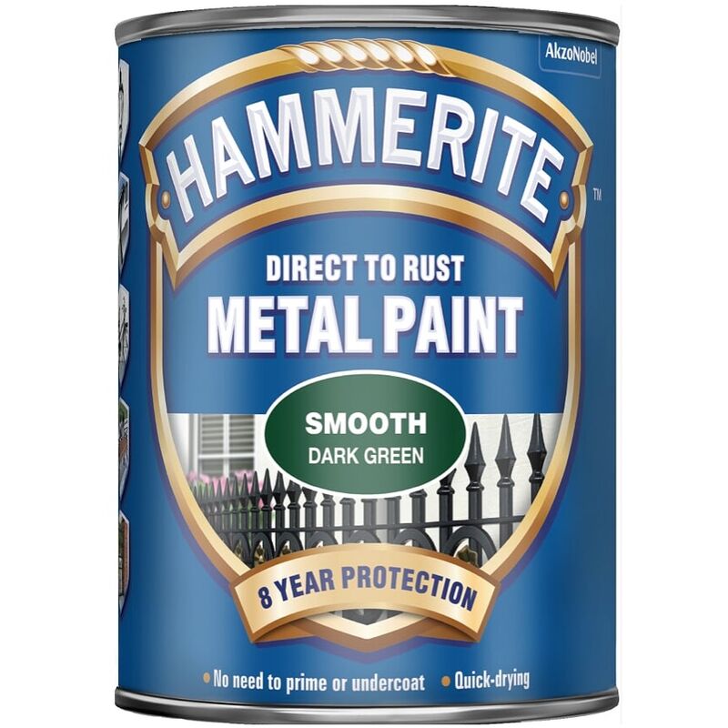 Smooth Direct To Rust Metal Paint - 5 Litres - Dark Green - Hammerite