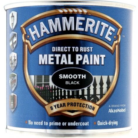 Hammerite Direct to Rust Smooth Finish Metal Paint Black 250ml HMMSFBL250