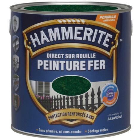 Julien – Peinture fer martelé 0.25l – Finition vert épicea – Protection contre la rouille – Pour surfaces métalliques extérieures