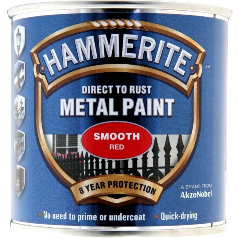 Hammerite Direct to Rust Smooth Red Metal Paint 250ML ZT1036240X
