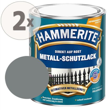 Hammerite Metall-Schutzlack matt Rostschutz hellgrau 2 x 750 ml