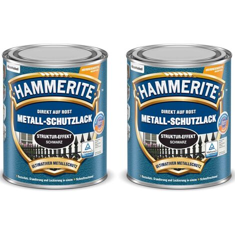 Hammerite Metall-Schutzlack Struktur-Effekt schwarz, 2 x 750 ml
