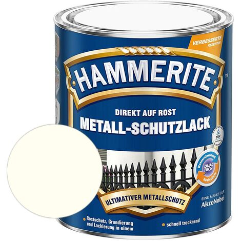 Hammerite Metall-Schutzlack glänzend Grundierung Rostschutz weiß 750ml