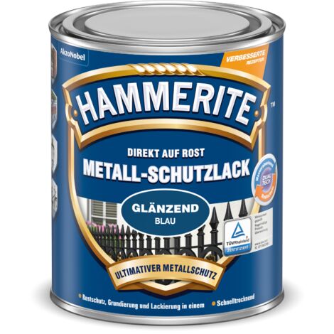 Hammerite Metallschutzlack Glänzend, 3in1- Rostschutz, Blau, 750 ml