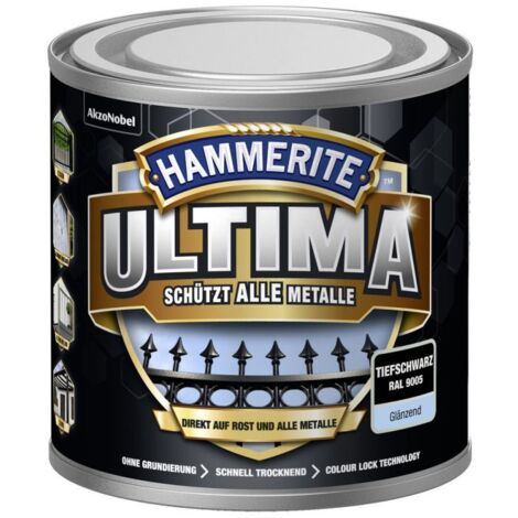 Hammerite Metallschutzlack ULTIMA glänzend tiefschwarz RAL 9005 250 ml Metallschutzlack