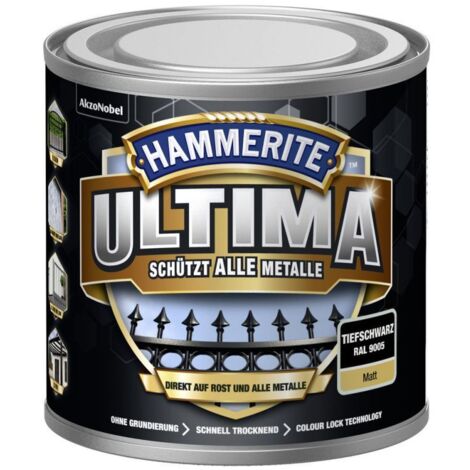 Hammerite Metallschutzlack ULTIMA matt tiefschwarz RAL 9005 250 ml Metallschutzlack