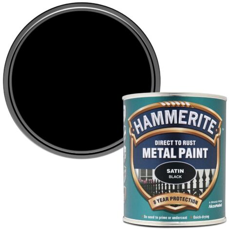Hammerite Satin Finish Direct-to-Rust Metal Paint - 750ml Black
