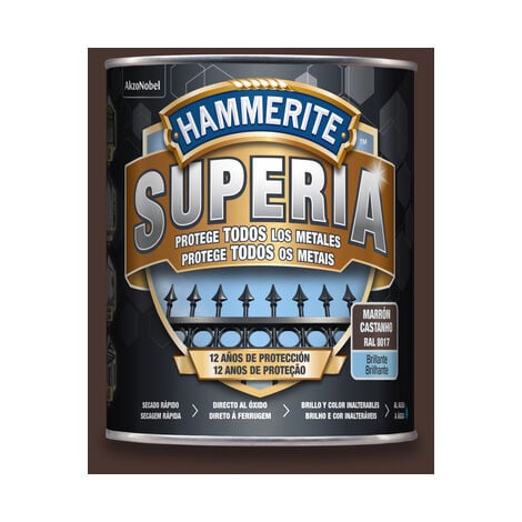 Hammerite Superia Esmalte antioxidante al agua Brillante Marrón Oscuro 750 ml