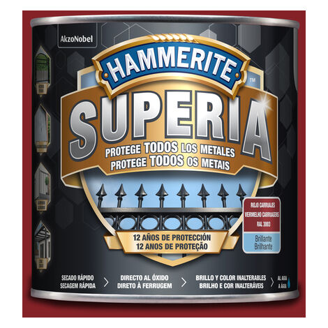 Hammerite Superia Esmalte antioxidante al agua Brillante Rojo Carruajes 2,5 L