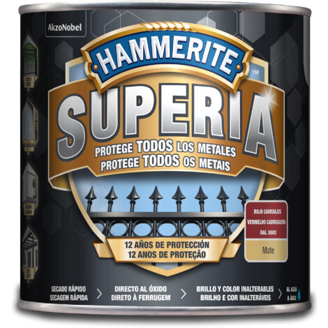 Hammerite Superia Esmalte antioxidante al agua Mate Rojo Carruajes 2,5 L