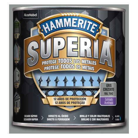 Hammerite Superia Esmalte antioxidante al agua Satinado Gris 2,5 L