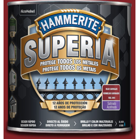 Hammerite Superia Esmalte antioxidante al agua Satinado Rojo carruajes 2,5 L