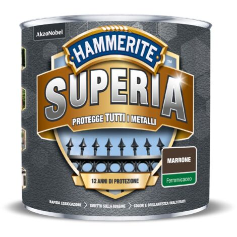 Hammerite Superia smalto metallo antiruggine interno e esterno, Ferromicaceo Marrone, 750 ml