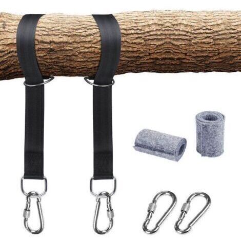 Hammock strap, tree swing strap, tree hammock attachment 2 x 150 cm with D-ring – Two carabiners – Maximum load 500 kg