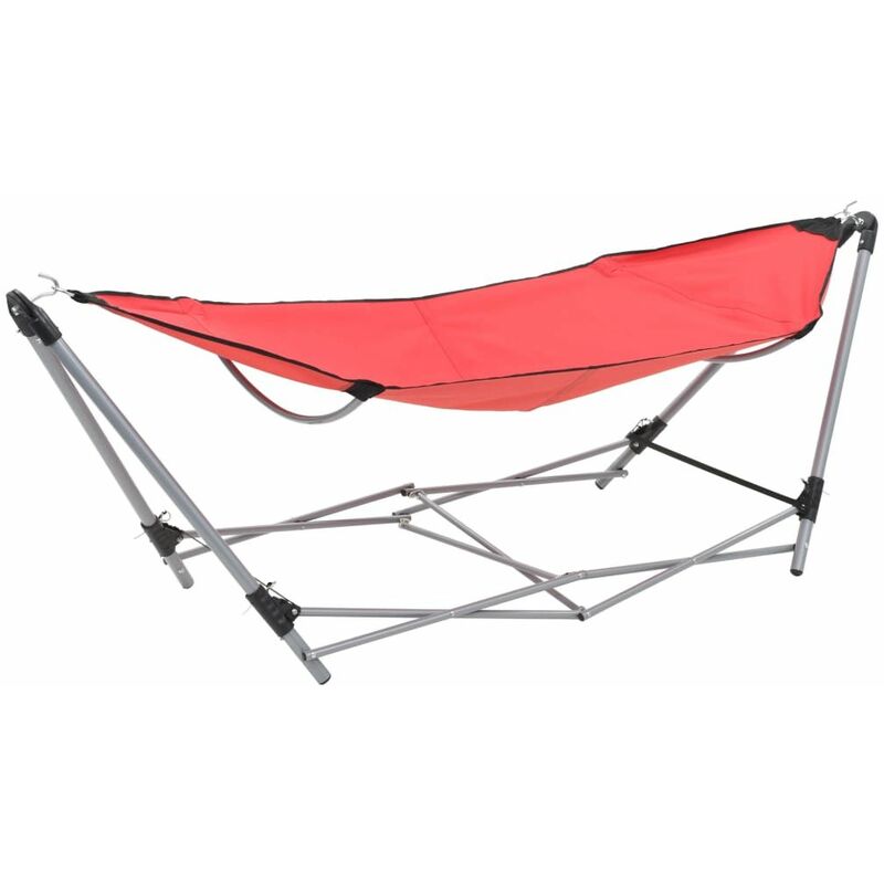 vidaXL Hammock with Foldable Stand Red - Red