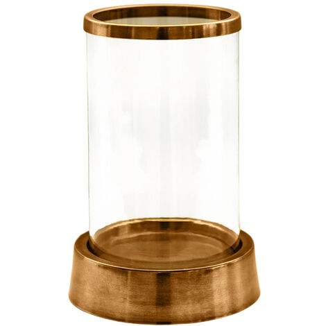 Hampton Hurricane Lantern - Glass/Metal - L24 x W24 x H40 cm - Antique Brass