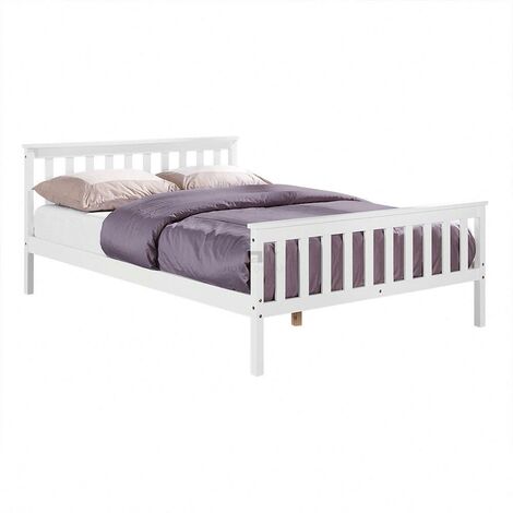 main image of "Hampton White Wooden Bed Shaker Style- Double"