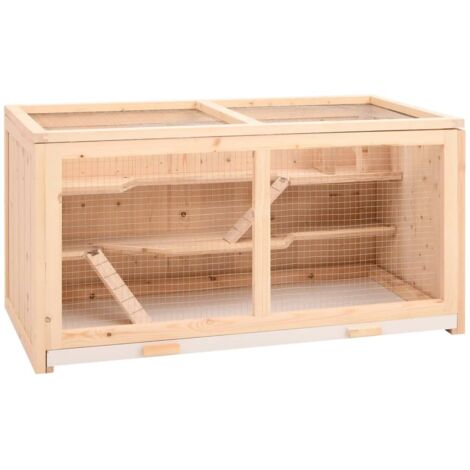 Hamster Cage 89.5x45x45 cm Solid Wood Fir vidaXL