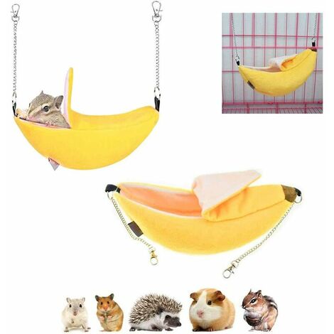 Hamster Hamac pour Cage Cochon d'Inde Lit Maison Petit Animal Banane Hiver Chaud Lit Suspendu Maison Cage Nid Hamster Accessoires pour Sucre Planeur Écureuil Chinchilla Rat Jouer Dormir (Lot de 2)