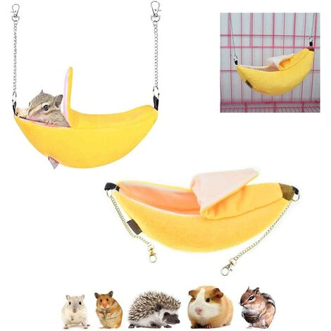 Hamster Hamac pour Cage Cochon d'Inde Lit Maison Petit Animal Banane Hiver Chaud Lit Suspendu Maison Cage Nid Hamster Accessoires pour Sucre Planeur Écureuil Chinchilla Rat Jouer Dormir (Lot de 2)