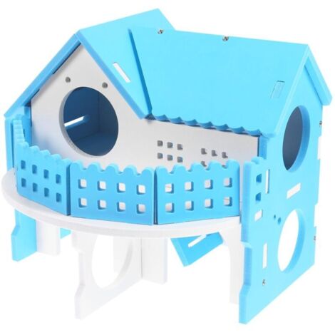 Hamsterhaus, kleines, umweltfreundliches, blau-weißes Versteck, ideal für Hamster und andere Kleintiere. Spielbereich und komfortabler Schlafplatz. Großzügiges Design.