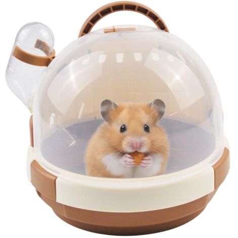 Hamstertransportkäfig, tragbarer Kleintierkäfig mit Wasserflasche, offener, atmungsaktiver Kunststoffkäfig für Meerschweinchen, geeignet für Zwerghamster, Frettchen, Chinchillas und andere Kleintiere.
