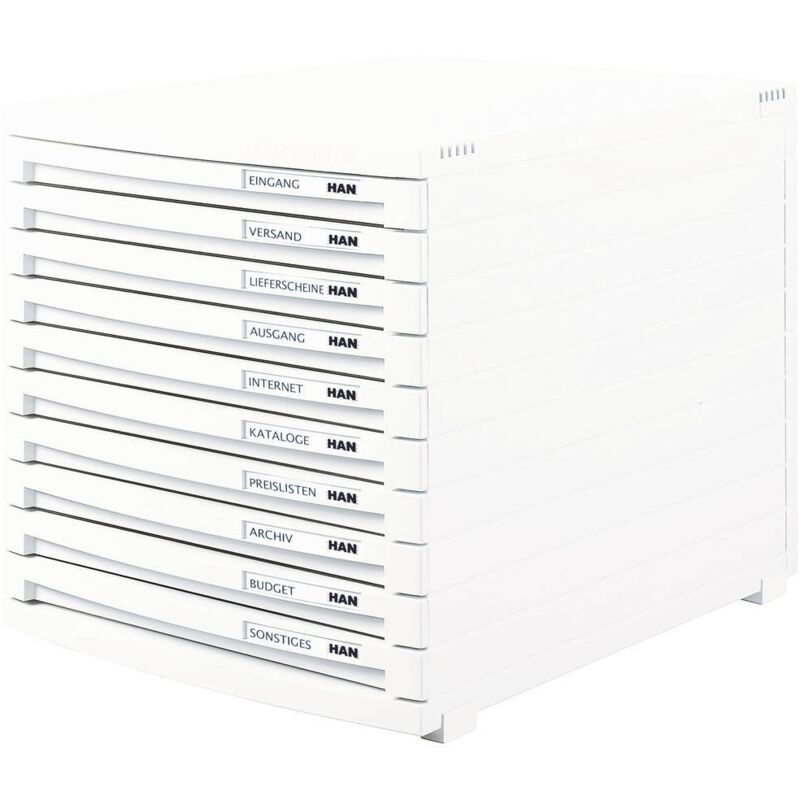 HAN - contur 1510-12 Caisson à tiroirs blanc din A4, din B4, din C4 Nombre de tiroirs: 10