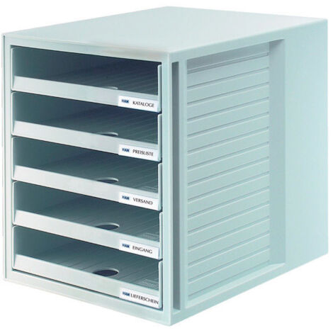 HAN HA-1401-FO-11 Commode avec 5 tiroirs ouverts pour armoire gris en feuille d'aluminium