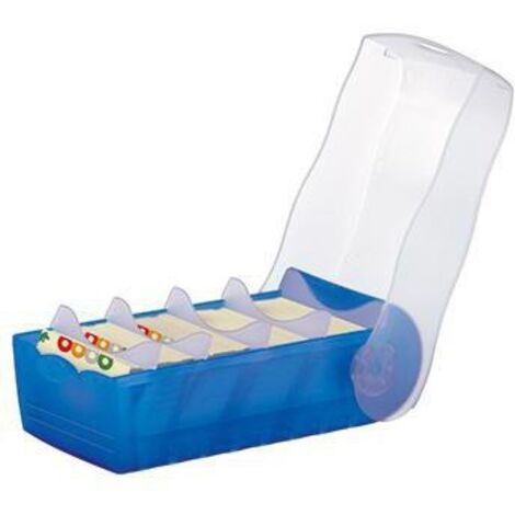 HAN Karteikasten HAN CROCO 9,7 x 6,7 x 19,1 cm (B x H x T) DIN A8 quer 500 Karten Polypropylenblau transluzent 5 Stützplatten
