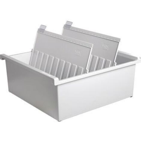 HAN Karteitrog HAN 32,2 x 13,8 x 34,6 cm (B x H x T) DIN A4 quer 1.300 Karten Polystyrollichtgrau 2 Stützplatten