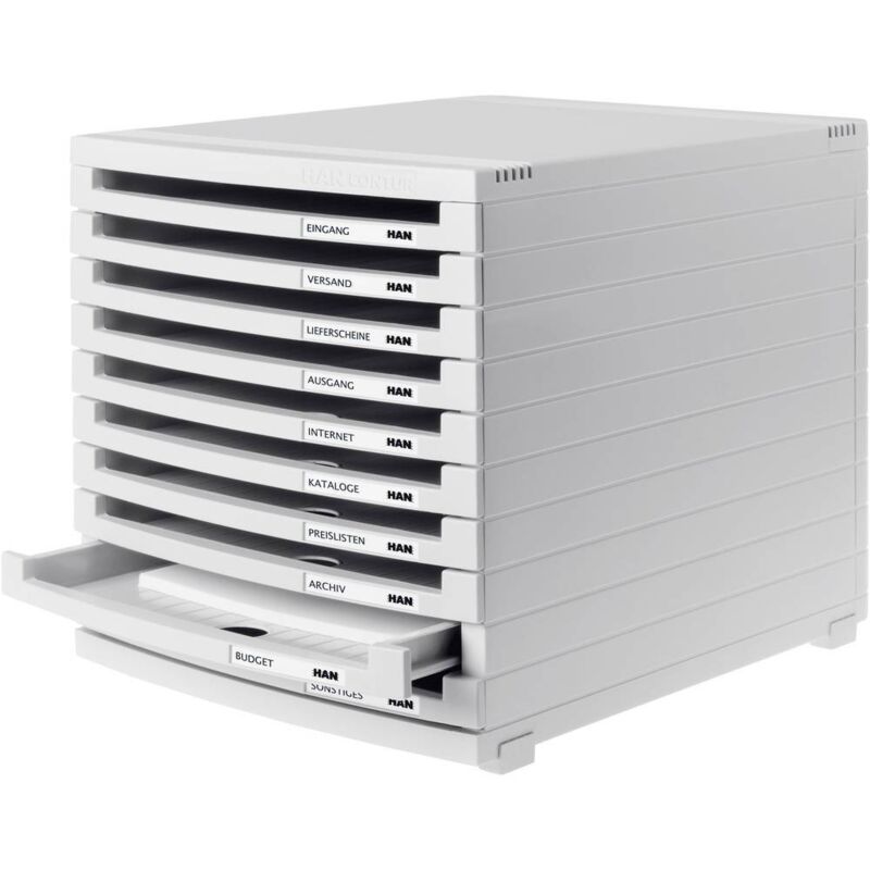 HAN CONTUR 1510-0-11 Caisson à tiroirs gris clair DIN A4, DIN B4, DIN C4 Nombre de tiroirs: 10