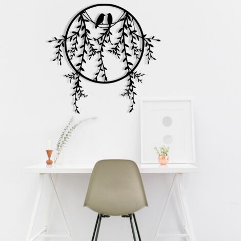 Hanah Home – Œuvre murale en métal noir 45x44 cm – Design moderne pour salon contemporain – Jeu d'ombres captivant – Installation facile