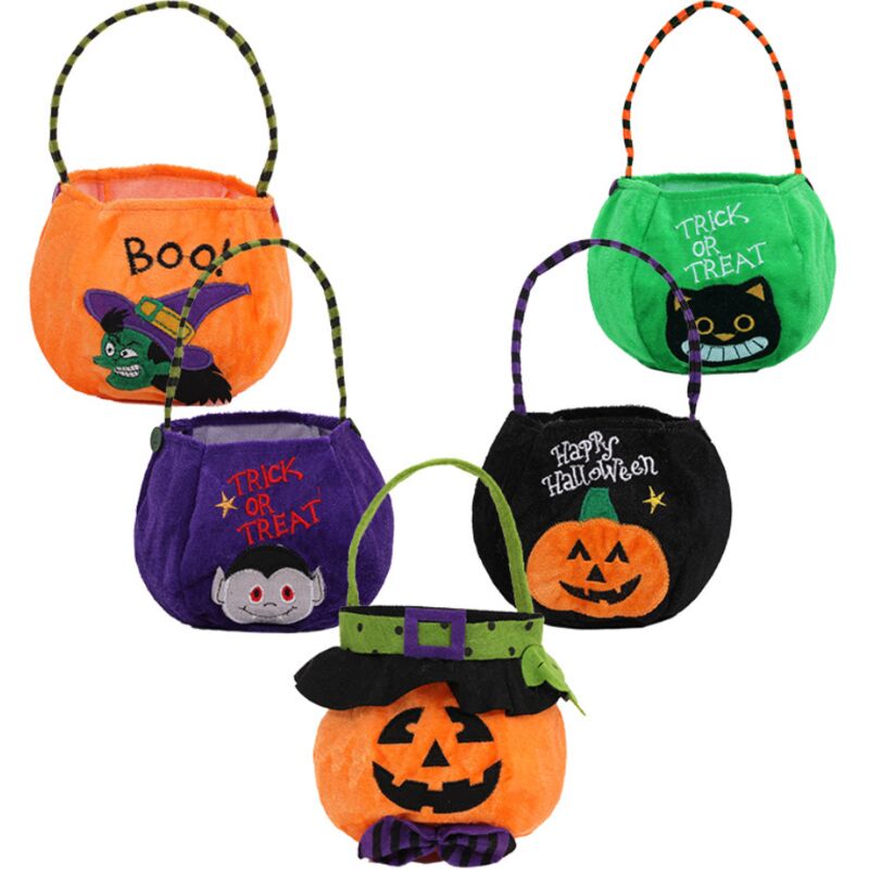 Hanbing - Ensemble de 6 nouvelles fournitures de décoration d'Halloween avec sac fourre-tout rond à capuche Ghost Festival sac cadeau de bonbons pour