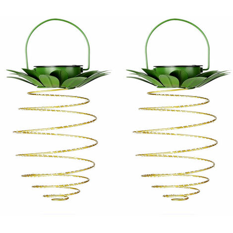 HANBING Lampe solaire ananas, lampe suspendue en fer forgé, led, fil de cuivre, extérieur, étanche, décoration de jardin (60LED [2 packs])