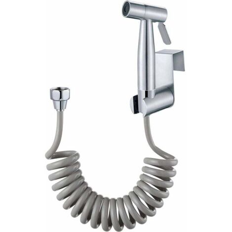 Hand-Bidet-Sprühgerät – mit Wassertankhaken und 59-Zoll-ABS-Teleskop-Brauseschlauch für Sanitär, Toilette, Bidet-Badezimmer-Sprühpistole – Silber