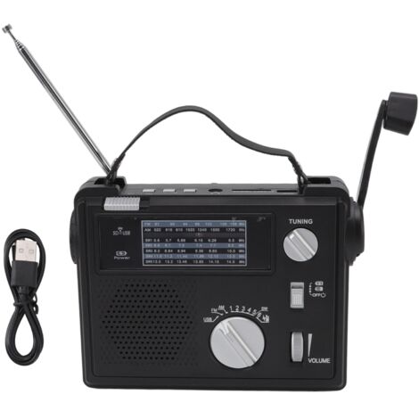 Hand Crank Radio AM FM SW Multi Band LED Emergency Radio with MP3 Playing U Disk Storage Card Slot