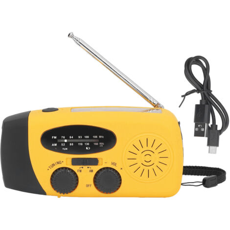 Hand Crank Solar Radio Multifunctional Emergency Radio LED Radio with Flashlight for Outdoor CampingOrange Japanese